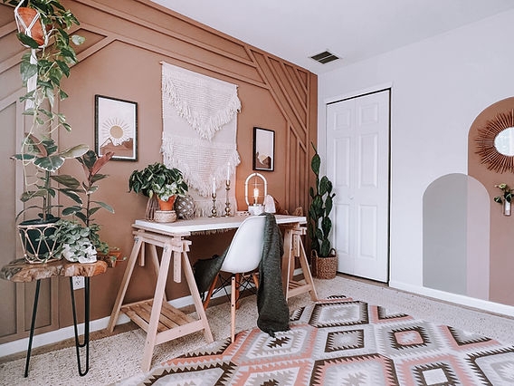 Geometric Wood Slat Wall Paneling with Terracotta Color