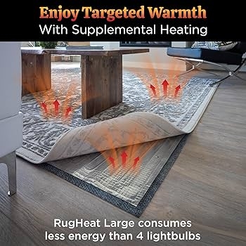 Heated Floor Mat Large Under Rug Radiant Heat Pad Manual Thermostat
