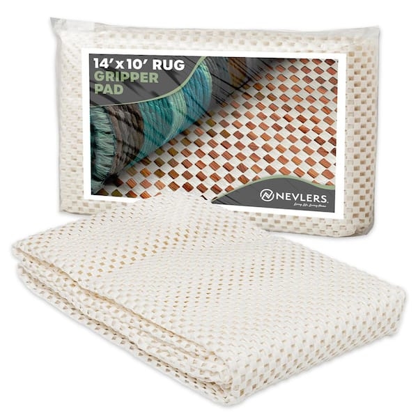 Heavy Duty Beige Mesh Rug Pad, Open Weave Non-Slip Grid for Hardwood