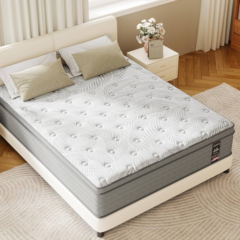 High Profile Hybrid Mattress 14 Inch Profile Tufted Top, Platform