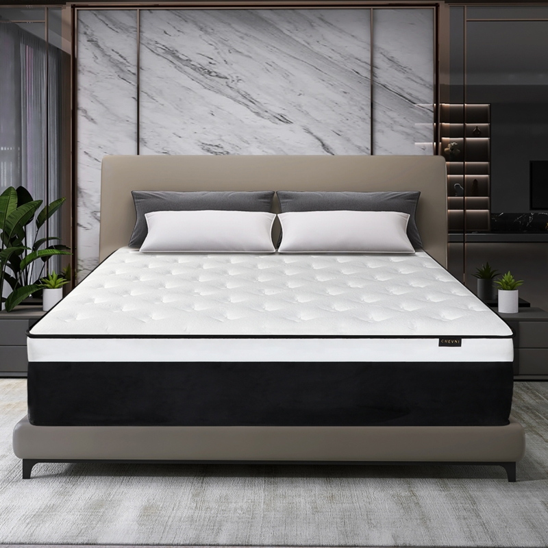 Hybrid Mattress Charcoal Border Platform Base, Low Profile Bed
