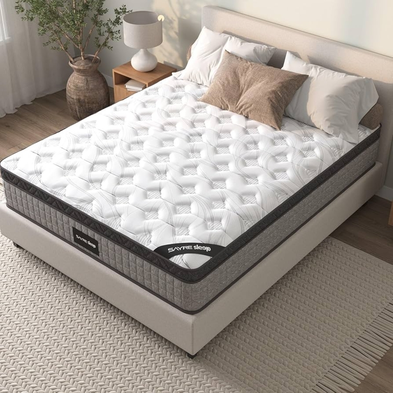 Hybrid Mattress Diamond Quilted Top Grey Border, Bedroom Layout