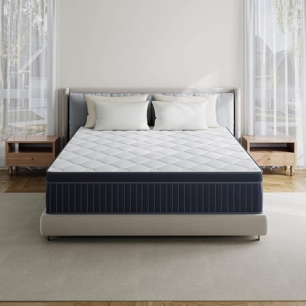 Hybrid Mattress, Euro Top, Corded Edges, Charcoal Border, Multi-Layer Bedding