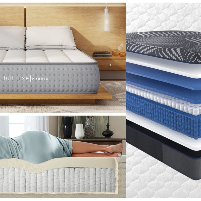 Hybrid Mattress on Scandinavian Style Platform Bed Frame, Quilted Top