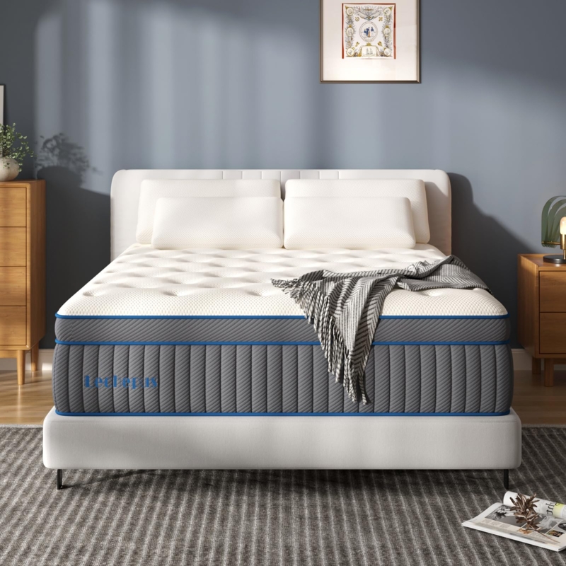 Hybrid Mattress Patterned Quilt Top in Serene Master Bedroom