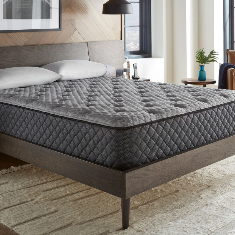 Hybrid Mattress, Pillow Top Design, Quilted Hexagonal Pattern, Charcoal Side Walls