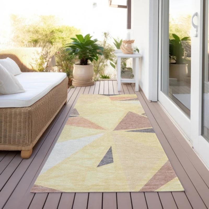 Indoor-Outdoor Area Rug Distressed Palette Ornamental Washable