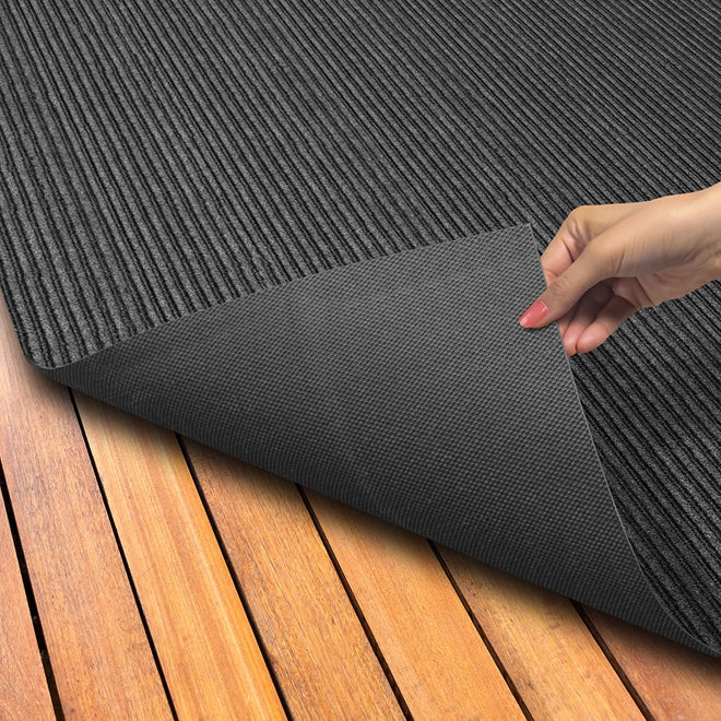 Indoor Outdoor Carpet Smokey Black Double Ribbed Heavy Duty