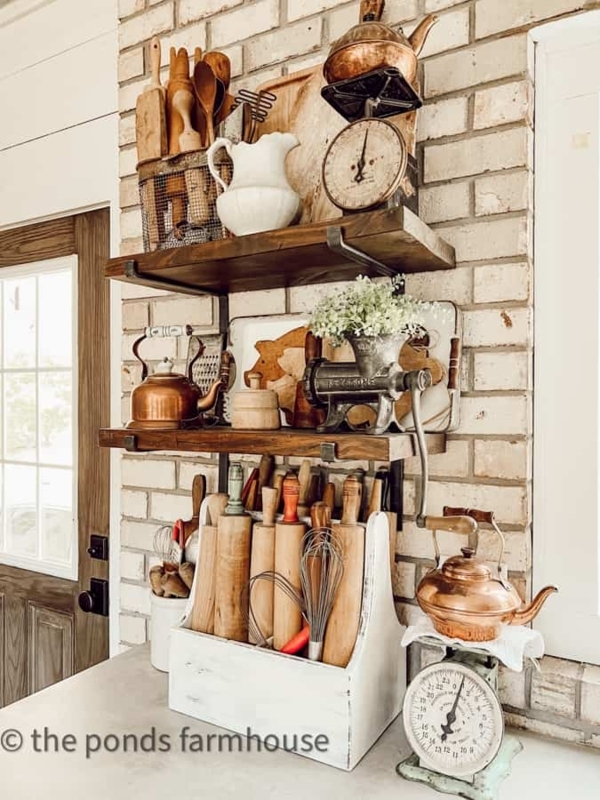 Kitchen Pantry Styling: Wooden Rolling Pin Collection & Copper Accents