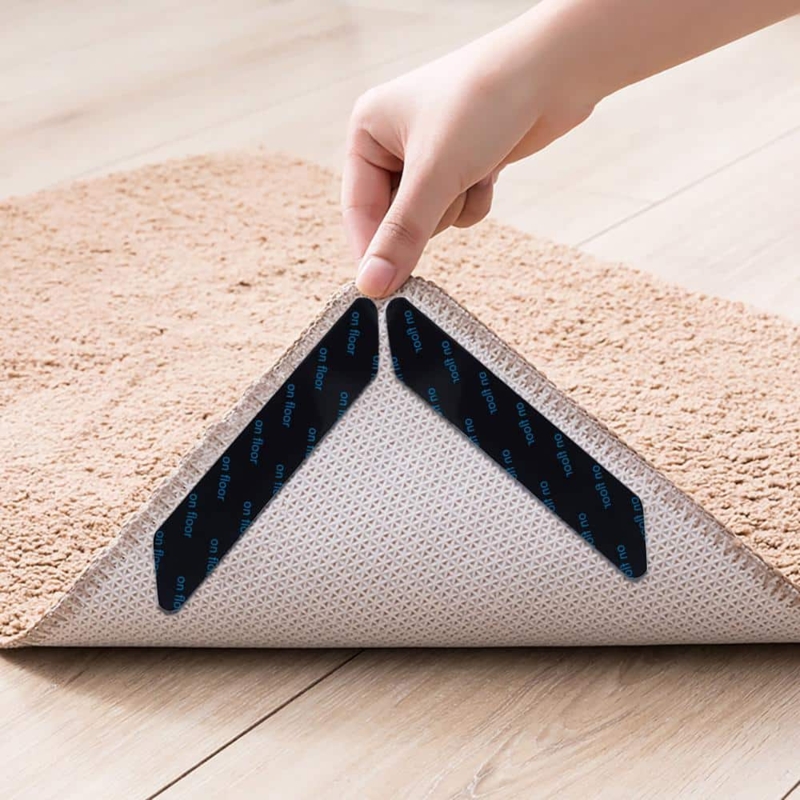 L-Shaped Rug Gripper Adhesive Corner Pads For Hardwood Floors