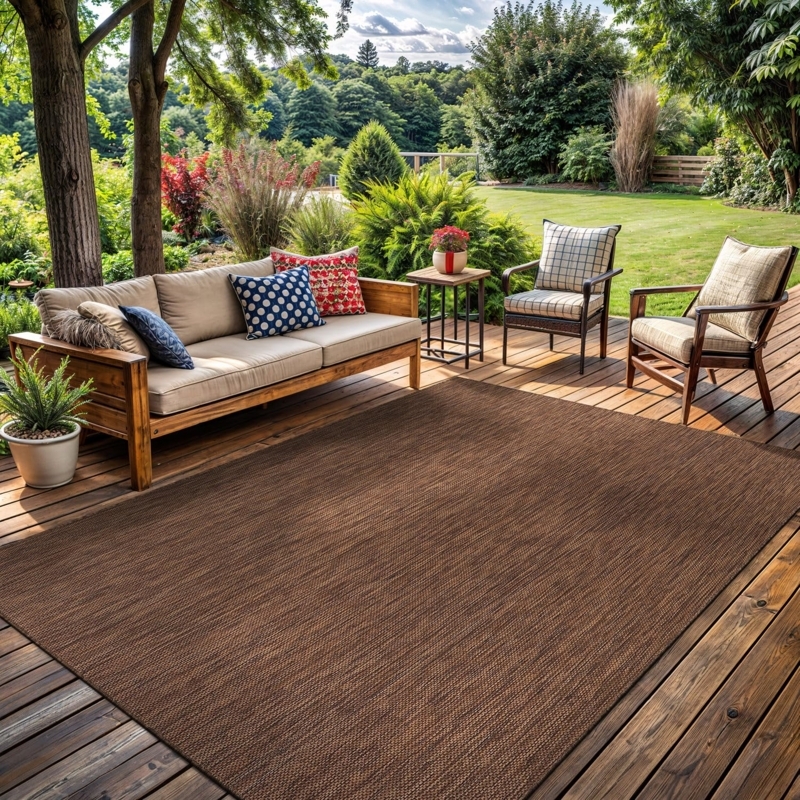 Large Area Rug Textured Solid Brown Washable Fabric Minimalist