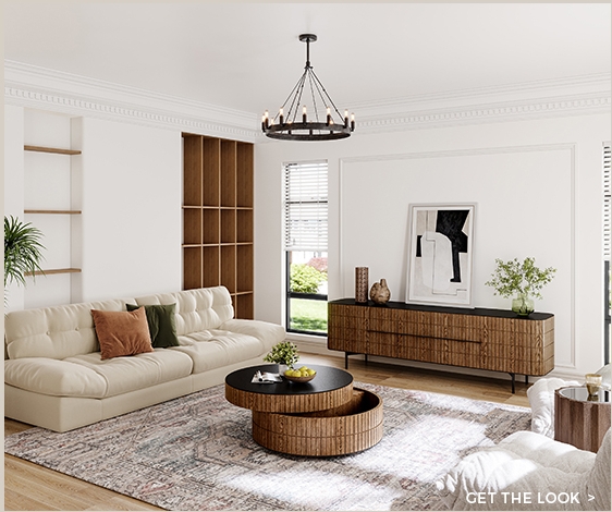 Light Brown Sideboard with Slatted Front and Contemporary Style