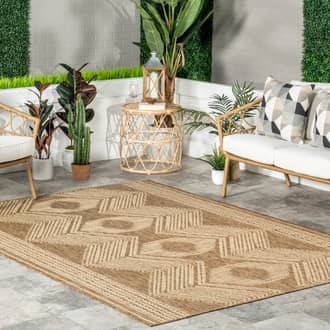Light Brown Tucana Iris Totem Indoor/Outdoor Flatweave rug - Contemporary  Rectangle 9' 6" x 12' |