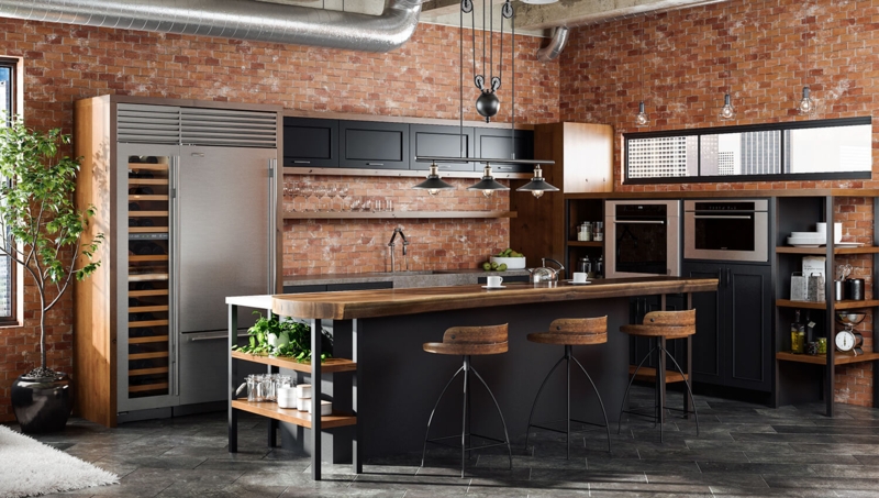 Live Edge Wood Kitchen Island: Pulley System Pendant Lighting