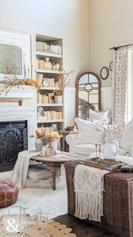 Living Room Neutral Cottage Decor Wicker Trunk Coffee Table