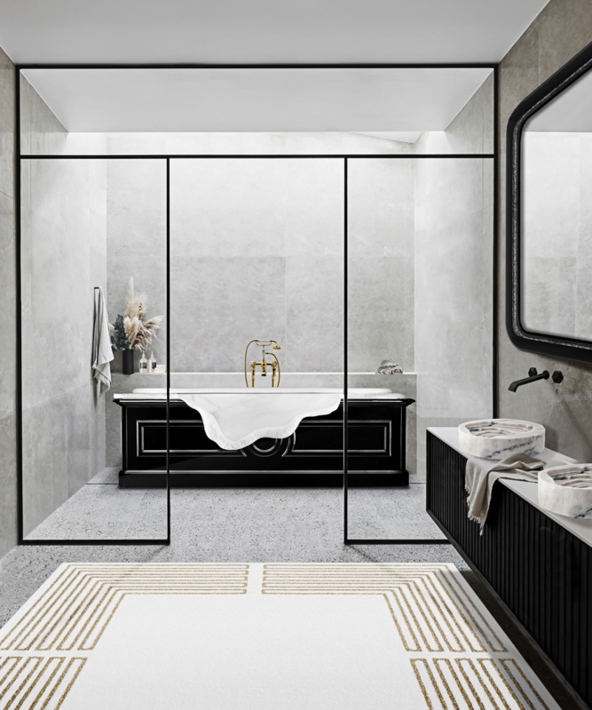 Luxury Bathroom featuring Sculptural Black Freestanding Bathtub Ideas
