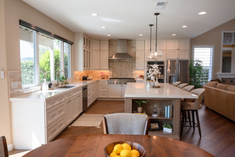 Luxury Open Concept Kitchen Layout with Large Island Seating