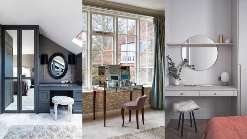 Makeup Vanity Layouts showing Window Placement and Integrated Storage
