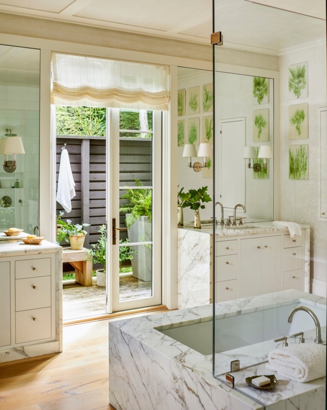 Marble Clad Tub with French Doors & Garden Access