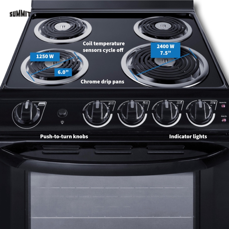 Matte Black Electric Range with Rear Control Panel and Coil Burners