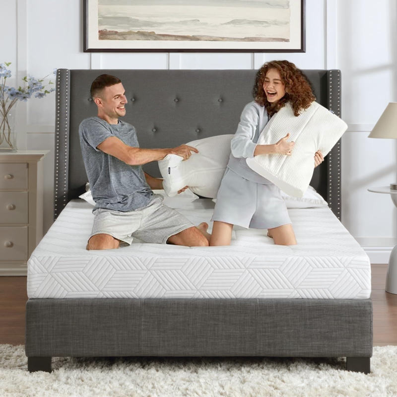 Mattress featuring Rounded Corners, Charcoal Grey Sides, Quilted Top