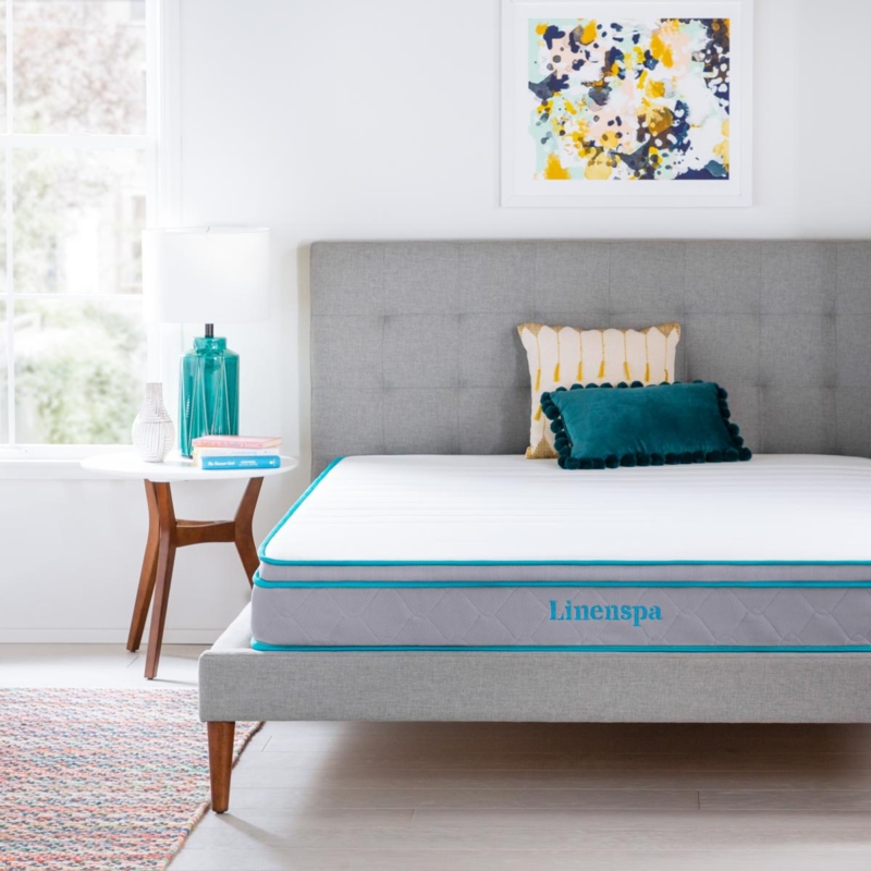 Mattress Low Profile Hybrid Design with Distinctive Blue Piping