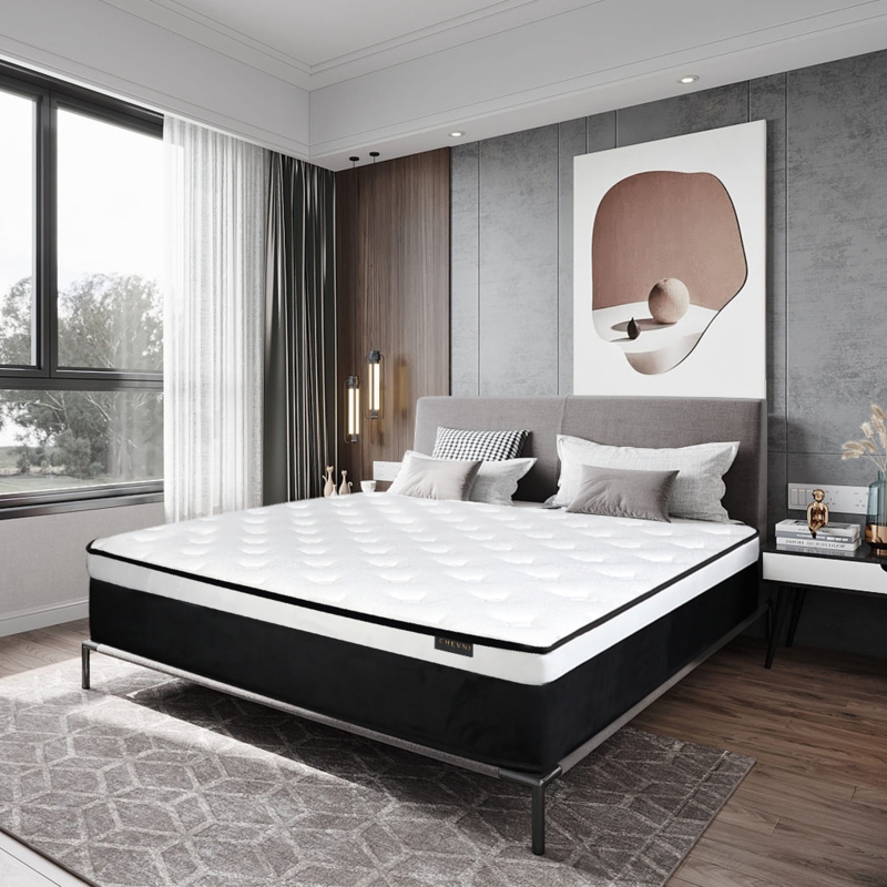 Mattress Plush Surface with Geometric Texture in Airy Bedroom