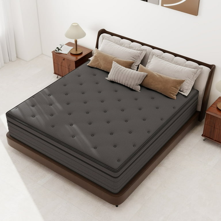 Mattress Quilted Leaf Pattern with Charcoal Grey Sides for Cozy Retreat