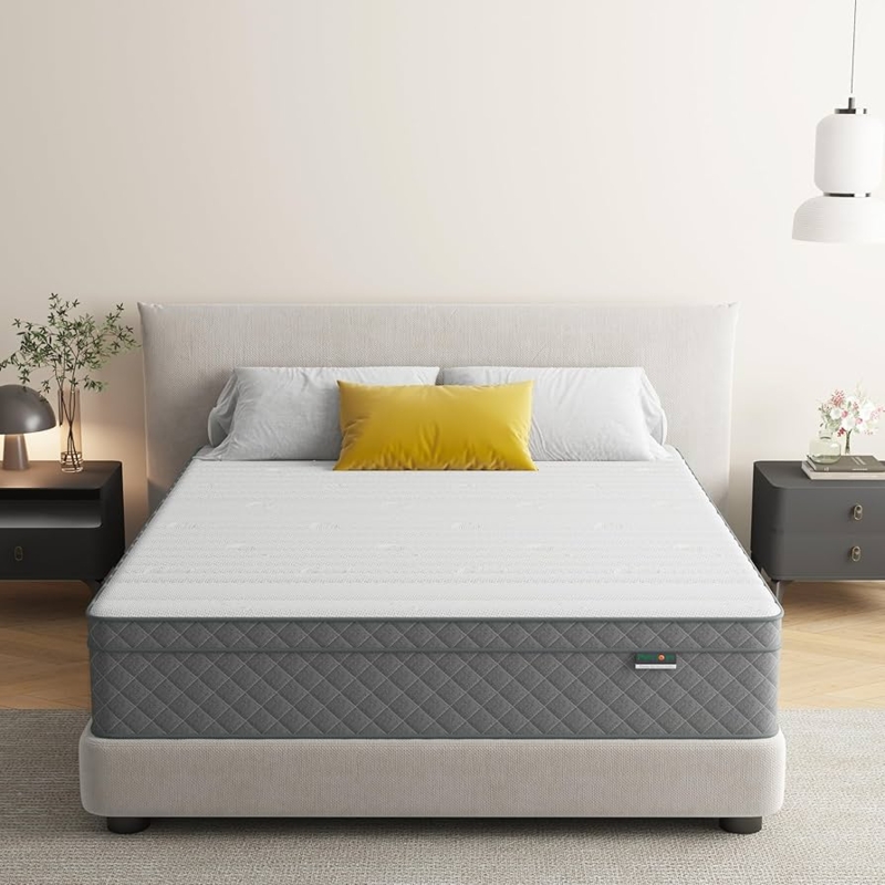 Mattress Ribbed Surface Charcoal Sides High Profile White Queen