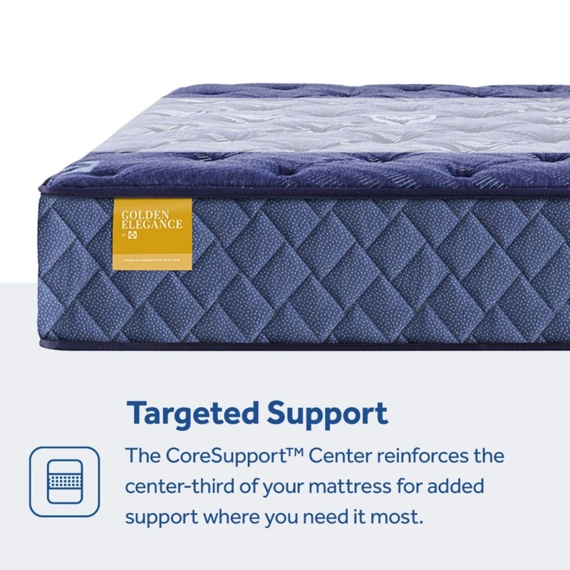 Mattress Set with Geometric Navy Ticking & Tight Top Construction
