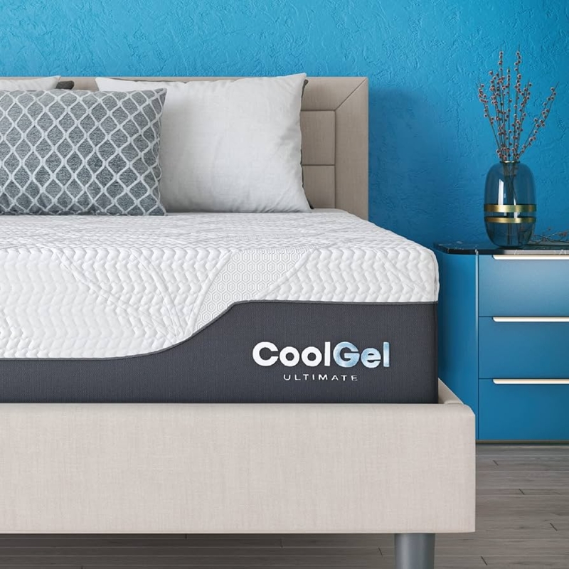 Mattress with 14 Inch Depth, Charcoal Grey Sides, Geometric Quilting