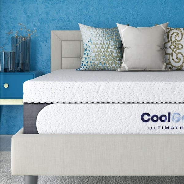 Mattress with High Profile 14 Inch Design, Grey Border, Piped Edges