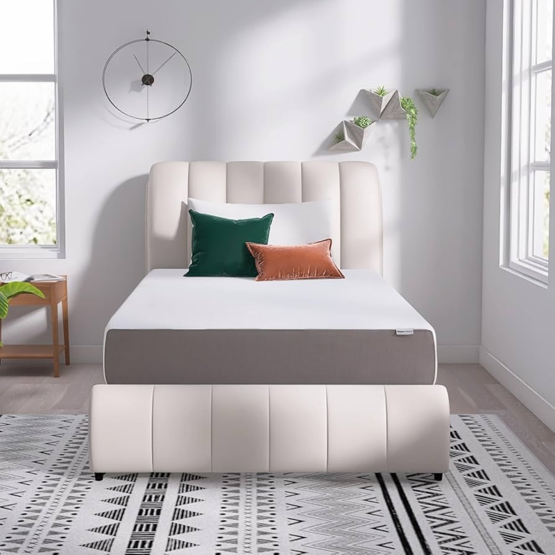 Memory Foam Mattress, Knitted Texture Cover, 12 Inch Modern Two-Tone.