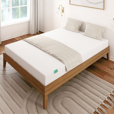 Memory Foam Mattress Light Wood Pairing, Scandinavian Style Bed