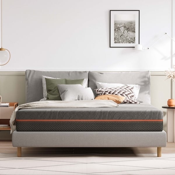 Memory Foam Mattress, Low Profile Platform, Charcoal Panels, Quilted