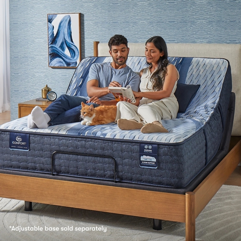 Memory Foam Mattress on Adjustable Base, Thick 13 Inch Profile, White.