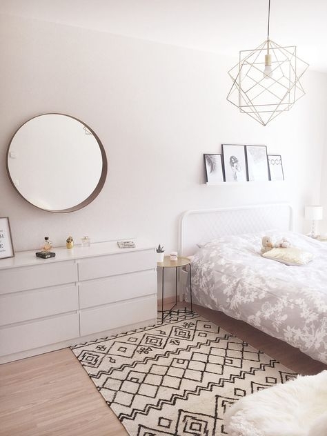 Minimalist Double Dresser Styling with Large Round Mirror