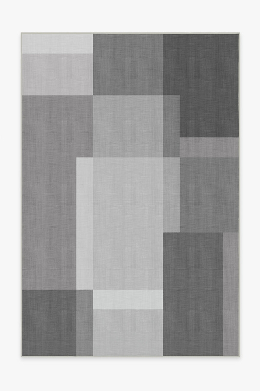 Minimalist Outdoor Area Rug White Linear Geometric Flatweave Patio