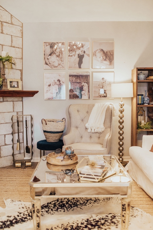 Mirrored Coffee Table Decor Ideas in Neutral Modern Farmhouse Room