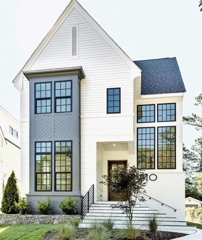 Mixed Texture Exterior Cladding with Gray Accent Section