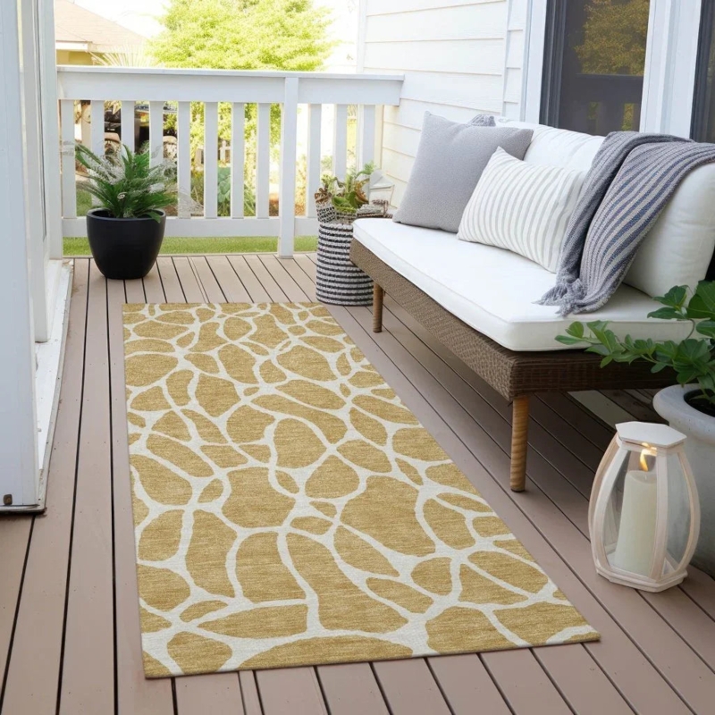 Modern Area Rug Distressed Look Geometric Washable Flatweave Patio