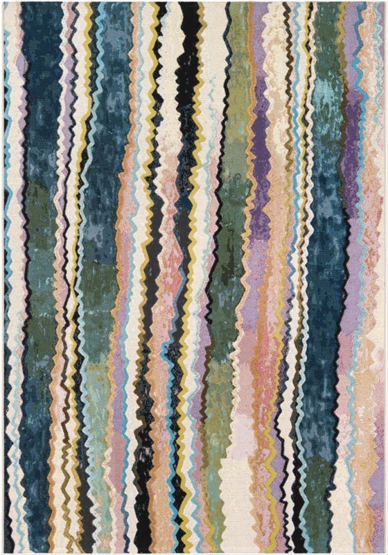 Modern Area Rug Multicolor Overlapping Rectangles Geometric