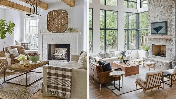 Modern Country Living Room Decor Inspiration Board with Two Styles