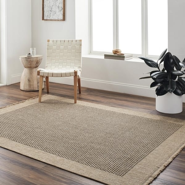 Modern Farmhouse Outdoor Area Rug Cream and Charcoal Diamond Lattice