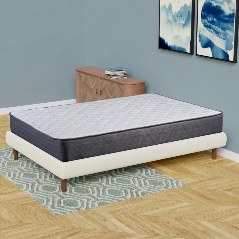 Modern Low Profile Mattress Charcoal Gray Sides Diamond Quilted Top 9 Inch