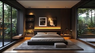 Modern Platform Bed with Integrated LED Glow & Nature View