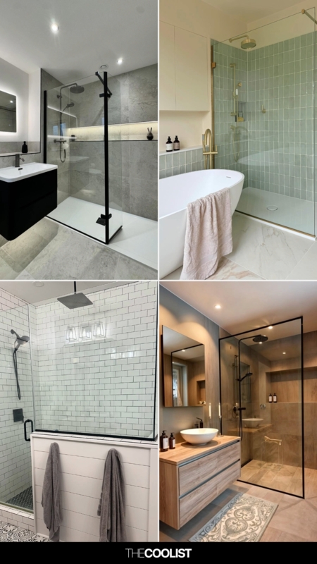 Modern Walk-In Shower Designs: Glass Partitions & Floating Vanities