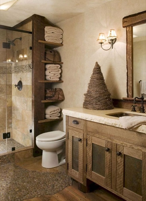 Mountain Lodge Style Bathroom Decor with Reclaimed Wood Accents
