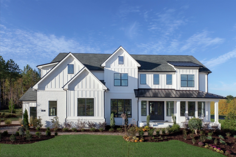 Multi Gable House Design Exterior with Black Window Frames