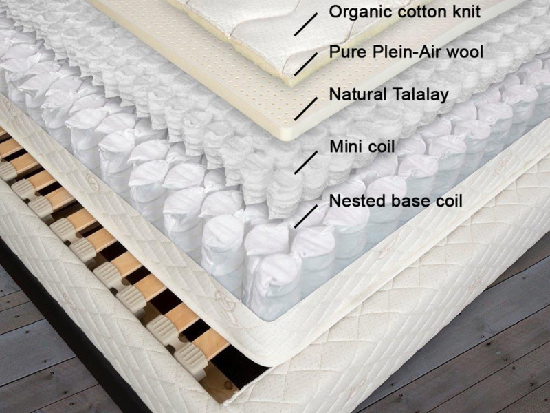 Natural Latex and Coil Mattress Double Coil Layer Cross Section View